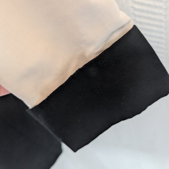 Tahari Colorblock Coat Cream Black Cotton Blend Size Small Overcoat Classic - Picture 8 of 14